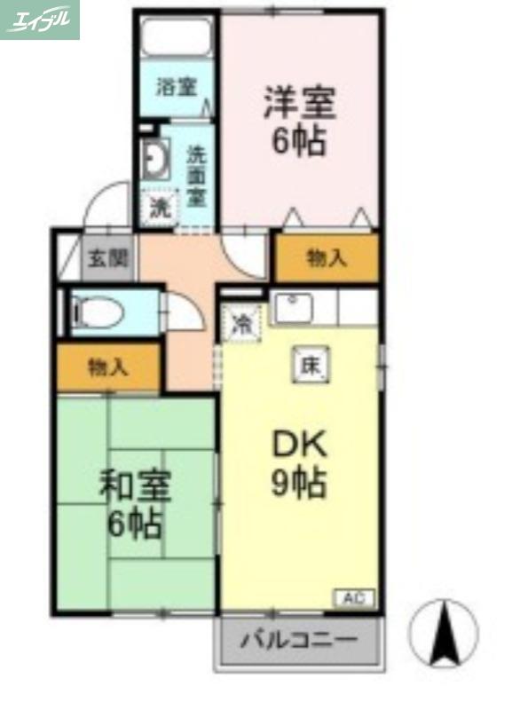 セジュール静(2DK/1階)の間取り写真