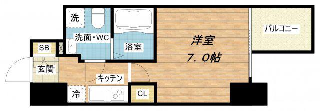 APRILE南森町(1K/9階)の間取り写真