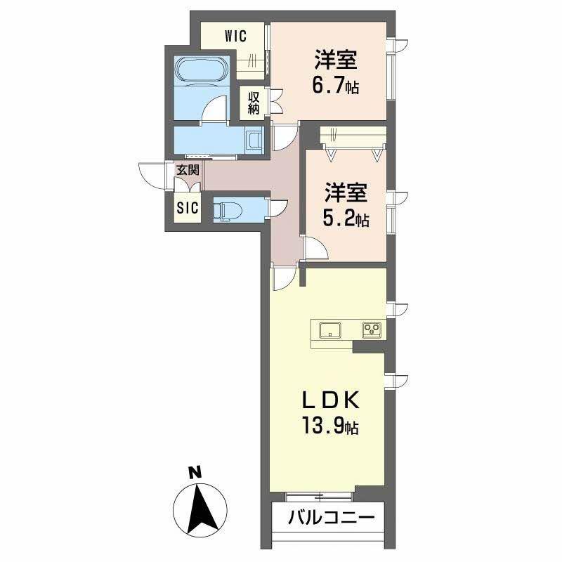 シンシア(2LDK/2階)の間取り写真