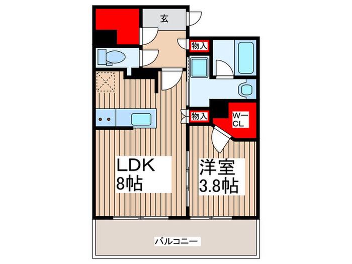 ルピアシェリール南浦和(1LDK/4階)の間取り写真