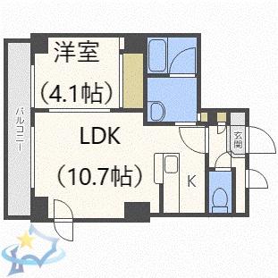 アンビエンテ131(1LDK/5階)の間取り写真