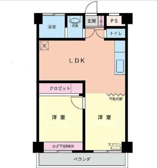 牛込マンション(2LDK/7階)の間取り写真