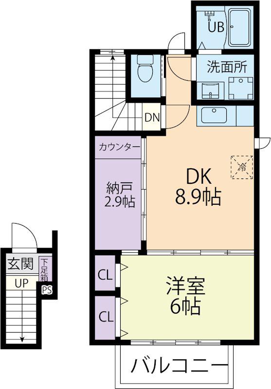 メゾンサニーフラット(1LDK/2階)の間取り写真