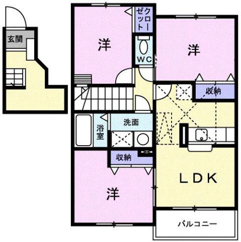 プレ・リーヴA(3LDK/2階)の間取り写真