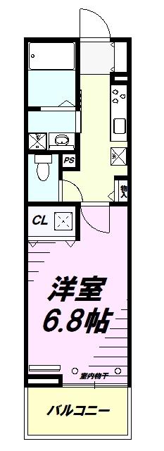 ビューテラス(1K/3階)の間取り写真