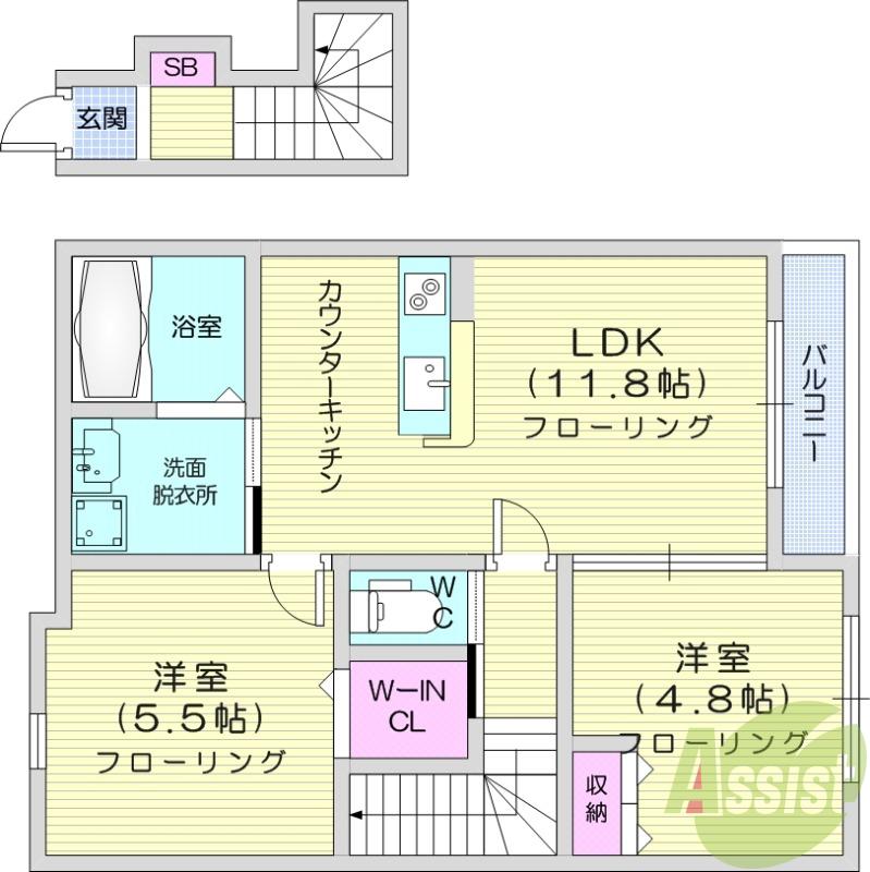 LONGRIVER四郎丸(2LDK/2階)の間取り写真