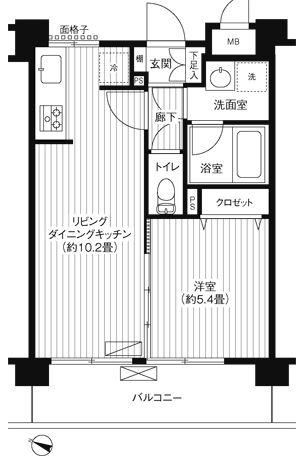 ブランネージュ多摩川(1LDK/7階)の間取り写真