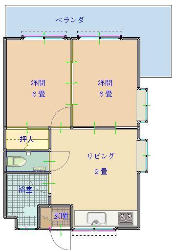トーマス宇茂佐(2DK/2階)の間取り写真