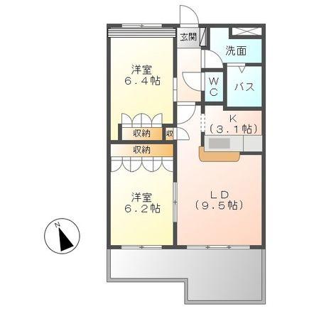 グランドール(2LDK/1階)の間取り写真