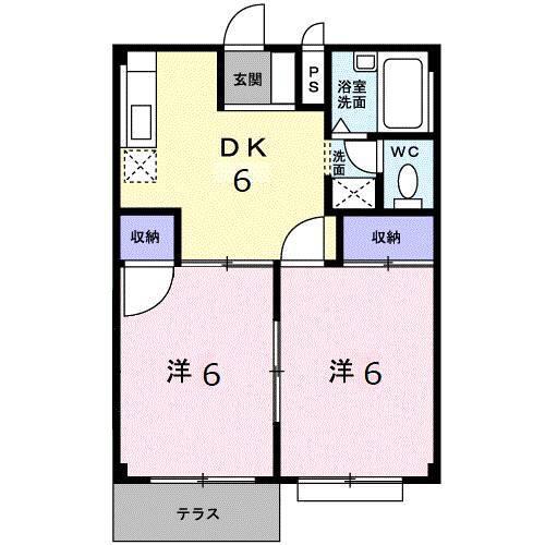 エルディムわたなべ(2DK/1階)の間取り写真