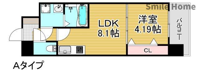 ATLAS加賀屋(1LDK/5階)の間取り写真