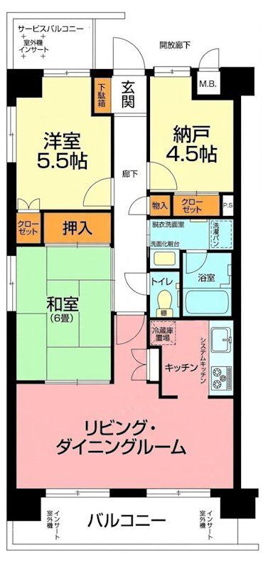 グリーンピア西湘(2SLDK/4階)の間取り写真