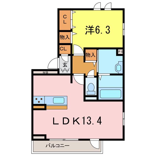 D-CASTLE(1LDK/1階)の間取り写真