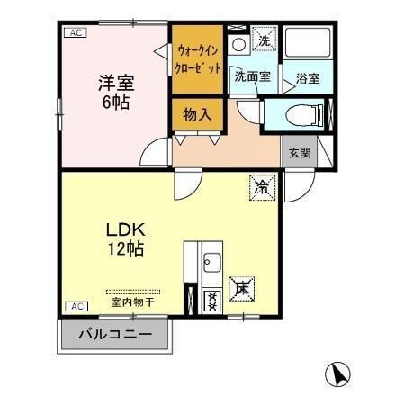リベールA/B/C(1LDK/1階)の間取り写真
