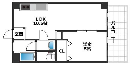 楠マンション(1LDK/1階)の間取り写真
