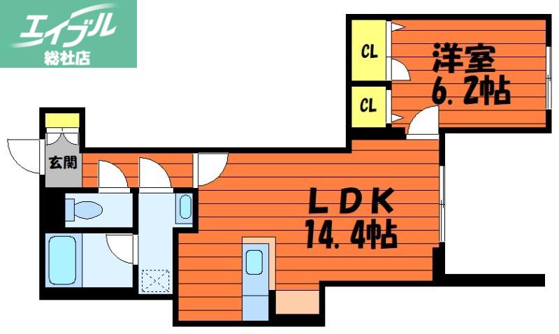 ファーストクラス(1LDK/1階)の間取り写真
