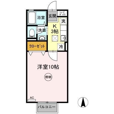 シャインポート屋島E・F棟(1K/1階)の間取り写真