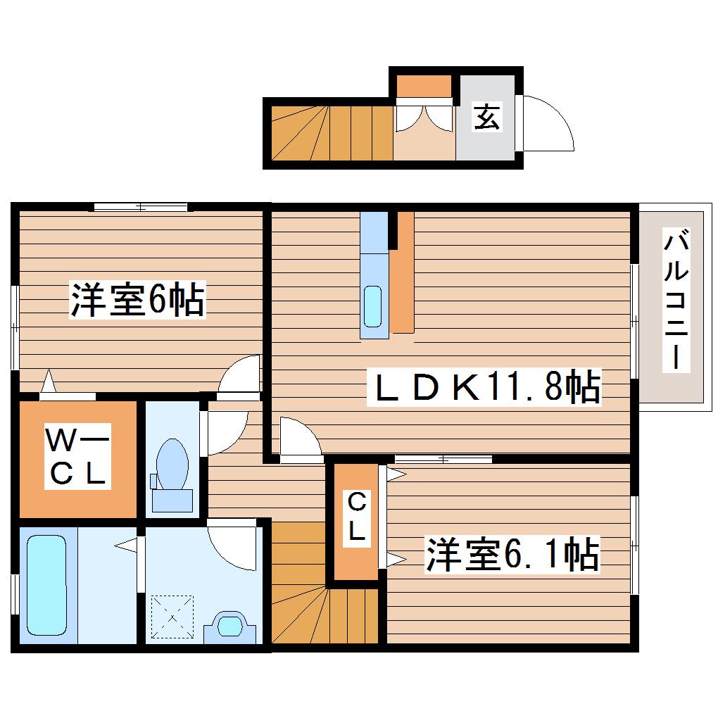 アサンテ サーナ(2LDK/2階)の間取り写真