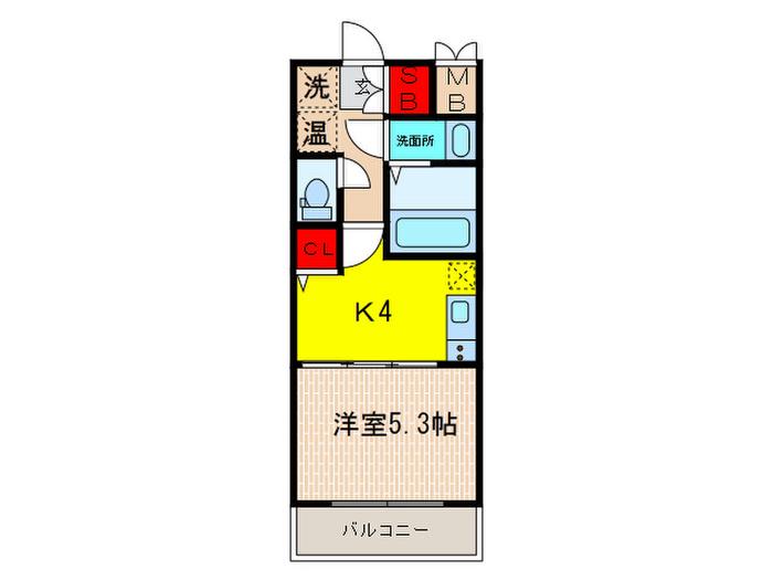 ファーストフィオーレ三宮イースト(1K/2階)の間取り写真
