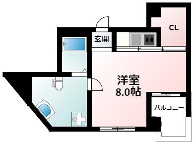 ベルグランデ新大阪(ワンルーム/3階)の間取り写真