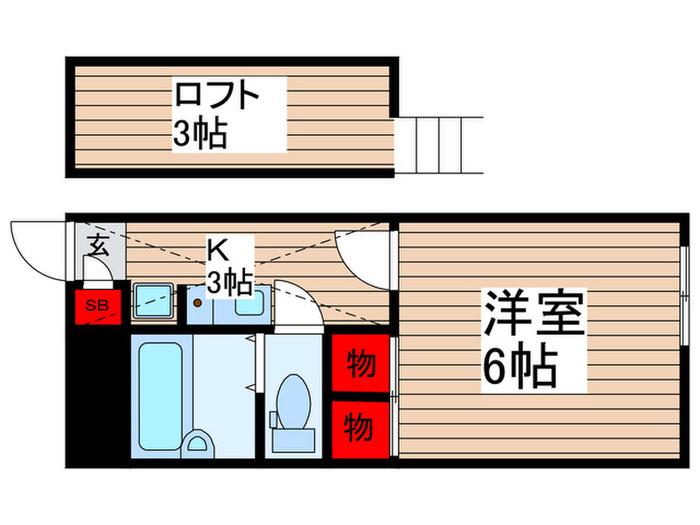 つくばエクスプレス 六町駅 徒歩16分 2階建 築18年(1K/2階)の間取り写真