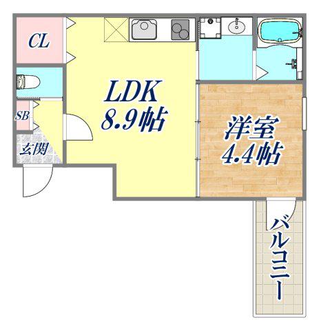 MAXIV CITY神戸鷹取 TRE(1LDK/2階)の間取り写真