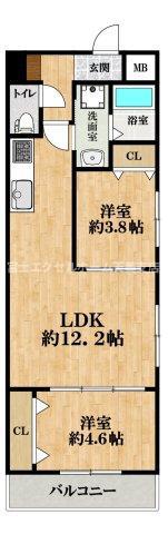 AVANTIO中百舌鳥(2LDK/1階)の間取り写真