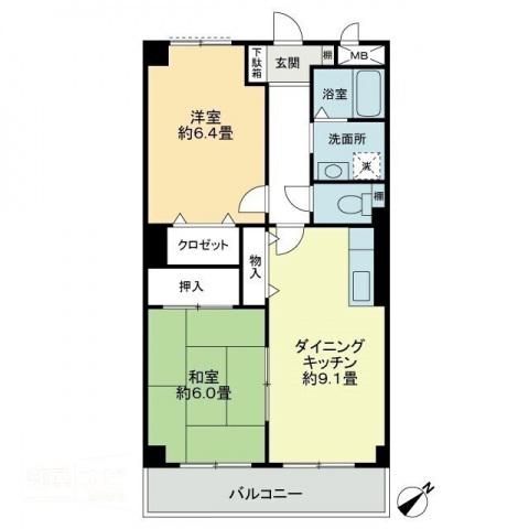 フィネス駒松(2DK/2階)の間取り写真