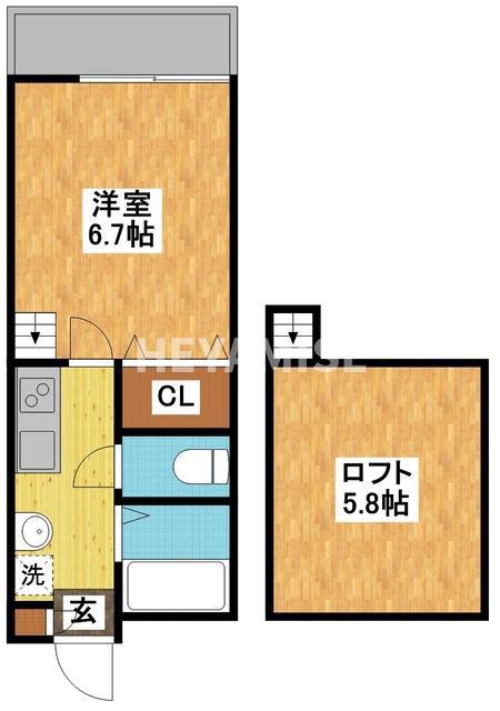 MODERN PALAZZO 文教東(1K/2階)の間取り写真