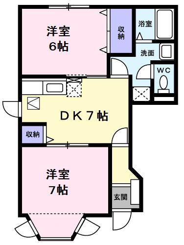 リバ-Nハイツ(2DK/1階)の間取り写真