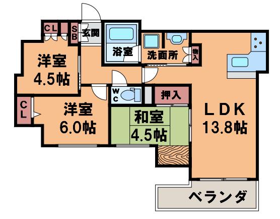 アーバネックスプレミスト田辺(3LDK/8階)の間取り写真