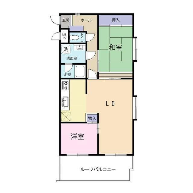 ヒロ・ロイヤルハイツ長津田(2LDK/5階)の間取り写真