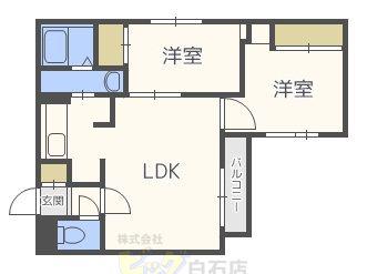 プロヴィデンス東札幌(2LDK/3階)の間取り写真