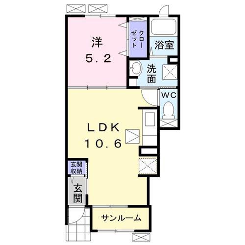 グラン・K(1LDK/1階)の間取り写真