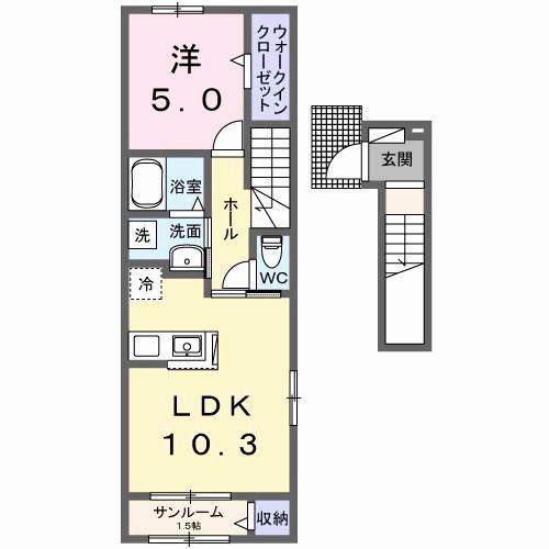 ルミネージュ(1LDK/2階)の間取り写真