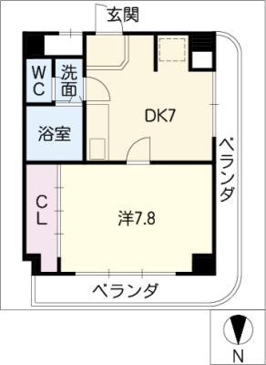 メゾンドクマダ(1DK/6階)の間取り写真