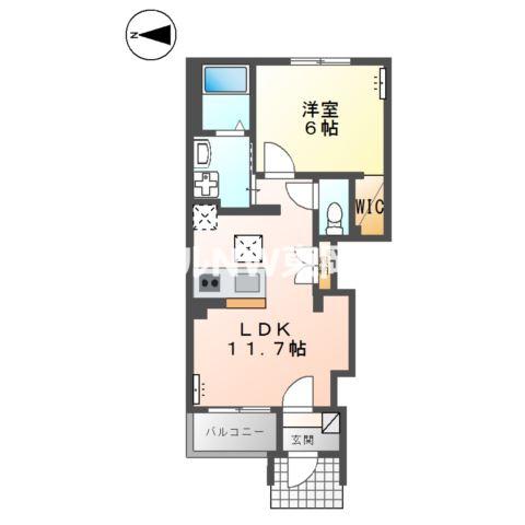 ウィステリアV(1LDK/1階)の間取り写真