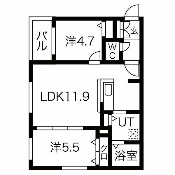 CITY RESIDENCE 幌平橋(2LDK/2階)の間取り写真