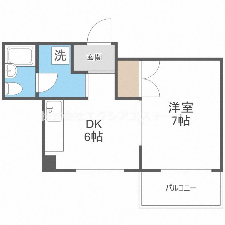 メゾンユタカファイブ(1DK/5階)の間取り写真