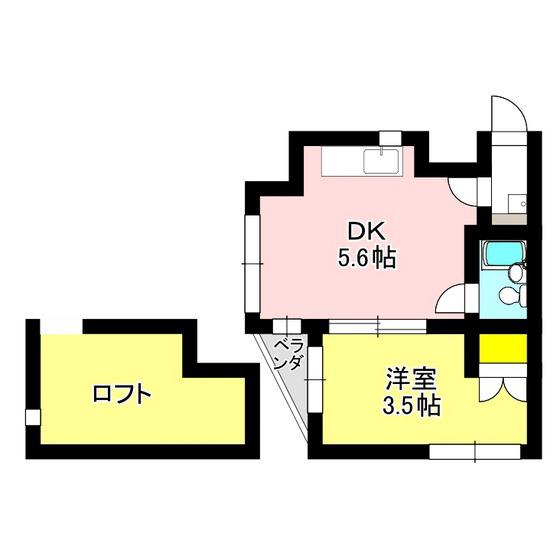 サンユウ高崎(1DK/2階)の間取り写真