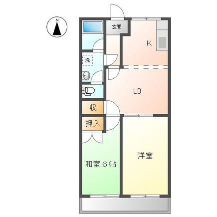 スカイメゾン大高A棟(2LDK/2階)の間取り写真