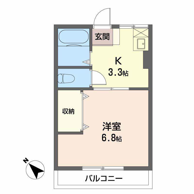 コーポ市川(1K/2階)の間取り写真