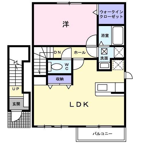 アンソレイエII(1LDK/2階)の間取り写真