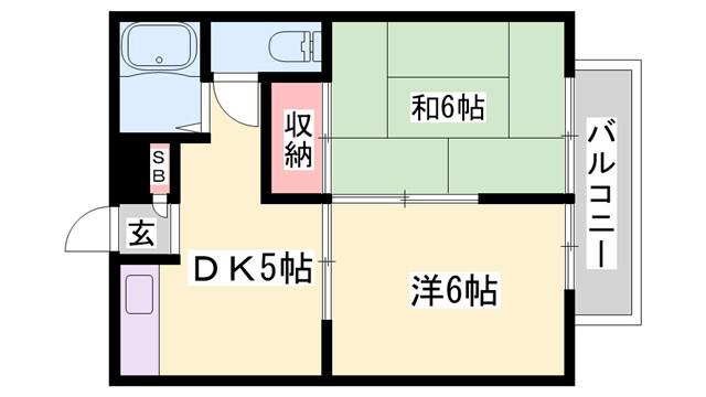 ファミール浜の宮(2DK/1階)の間取り写真