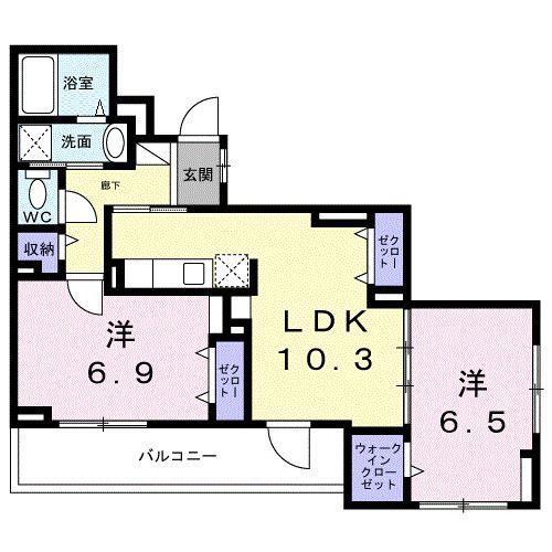 中宮町マンション(2LDK/1階)の間取り写真