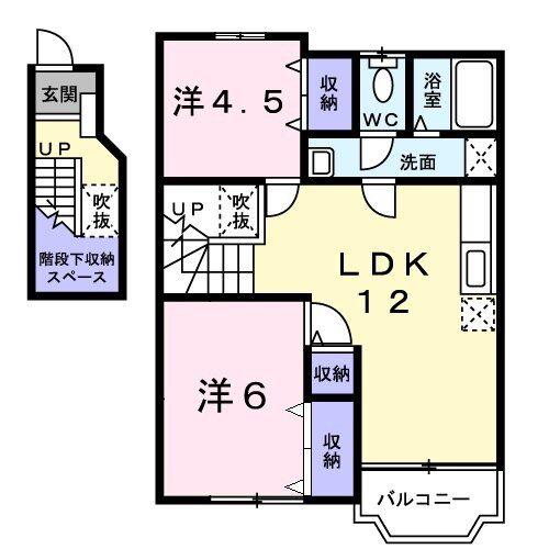 BRIGHT SQUARE(2LDK/2階)の間取り写真
