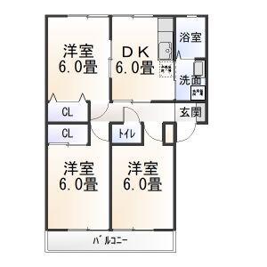 ライフイン・ラグーン(3DK/1階)の間取り写真