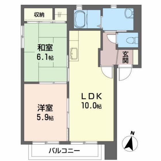 ハイライズMRIII A(2LDK/1階)の間取り写真