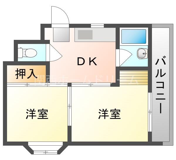 サニーハイツ根上(2DK/1階)の間取り写真