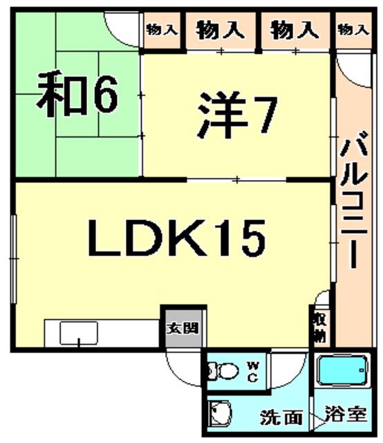 ハートフル車塚(2LDK/4階)の間取り写真
